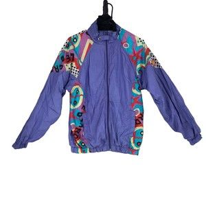 Vintage 1980s-90s Bright c Colored Windbreaker, Fully Lined, Fun, Size M